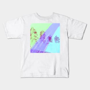 Blue purple green watercolor abstract art Kids T-Shirt